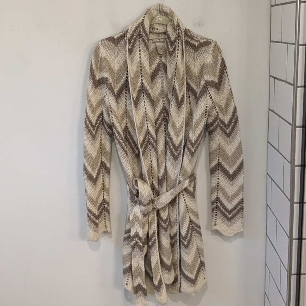 Lucky Brand Boho Hippie Retro Vintage Aesthetic Wool Alpaca Blend Belted Sweater